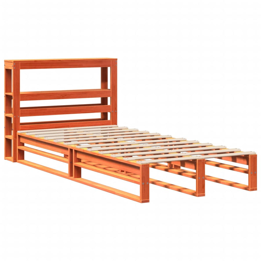 Bedframe zonder matras massief grenenhout wasbruin 75x190 cm