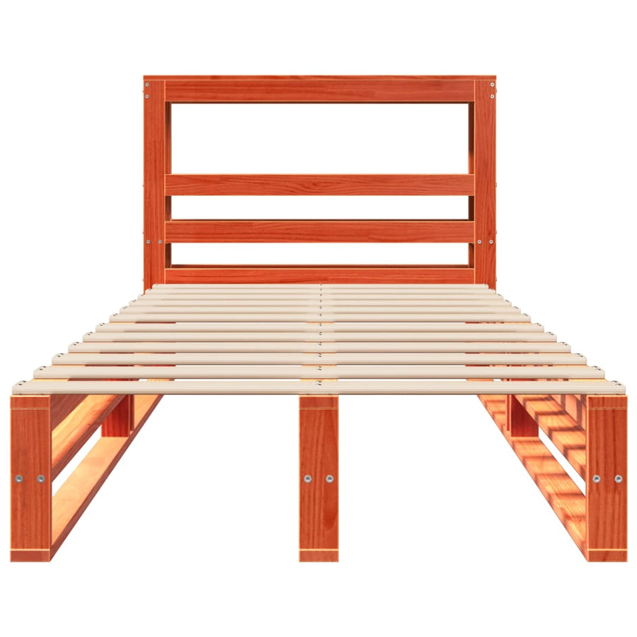 Bedframe zonder matras massief grenenhout wasbruin 75x190 cm