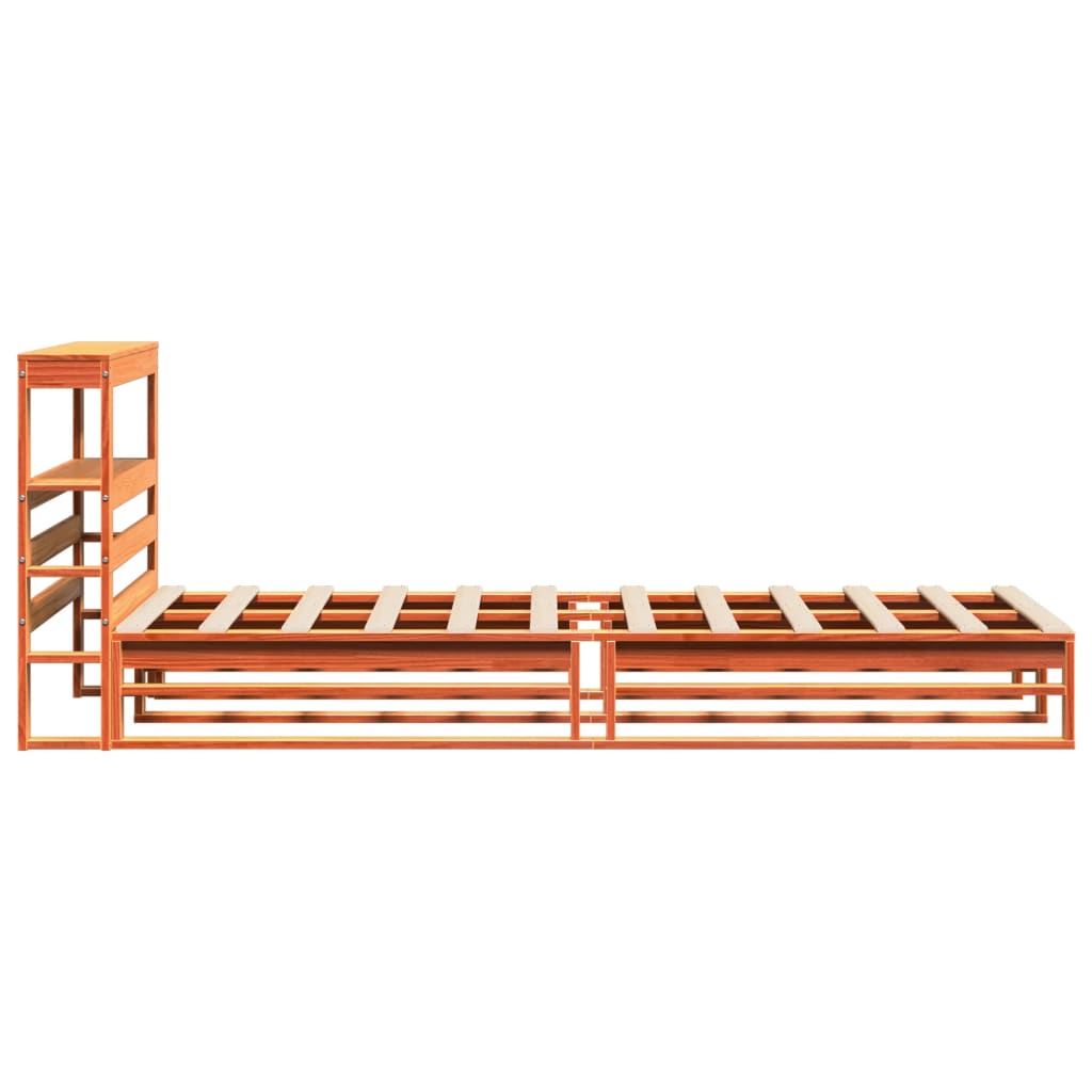Bedframe zonder matras massief grenenhout wasbruin 75x190 cm