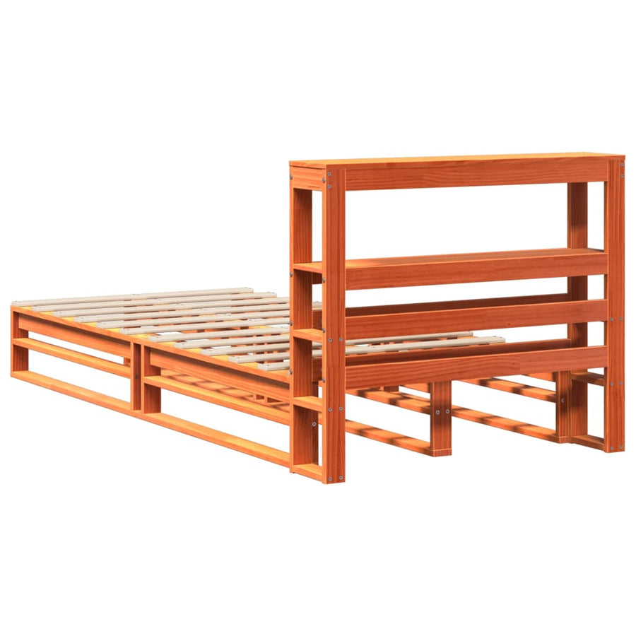 Bedframe zonder matras massief grenenhout wasbruin 75x190 cm