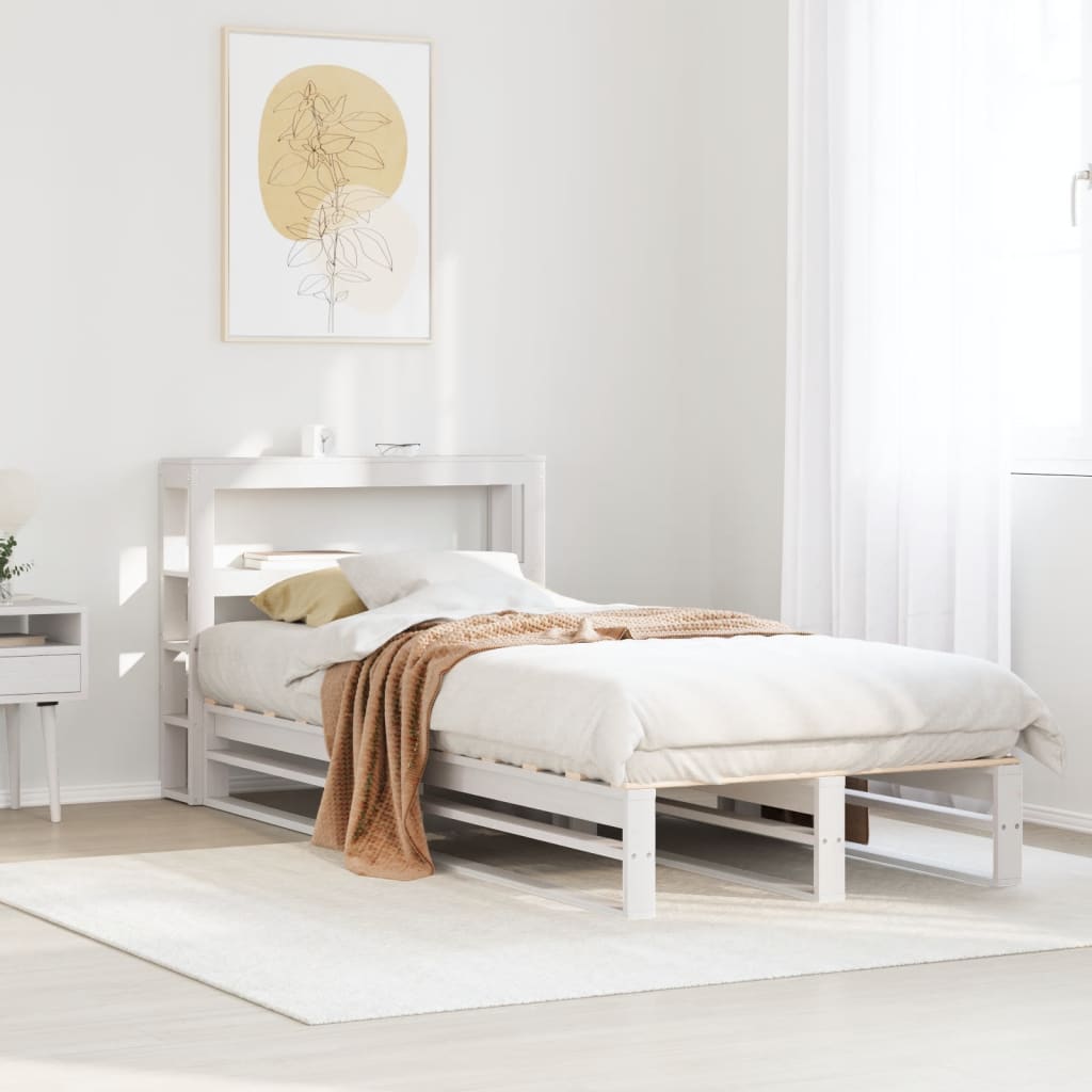 Bedframe Zonder Matras Massief Grenenhout 90 x 190 cm Wit