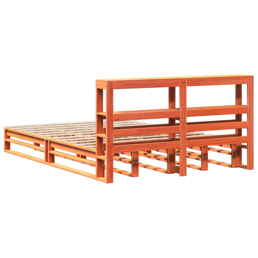 Bedframe zonder matras massief grenenhout wasbruin 120x190 cm