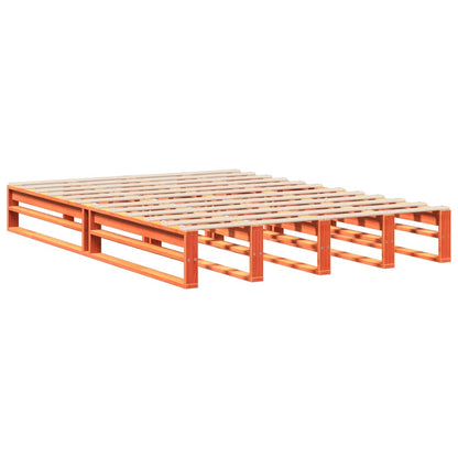 Bedframe zonder matras massief grenenhout wasbruin 135x190 cm