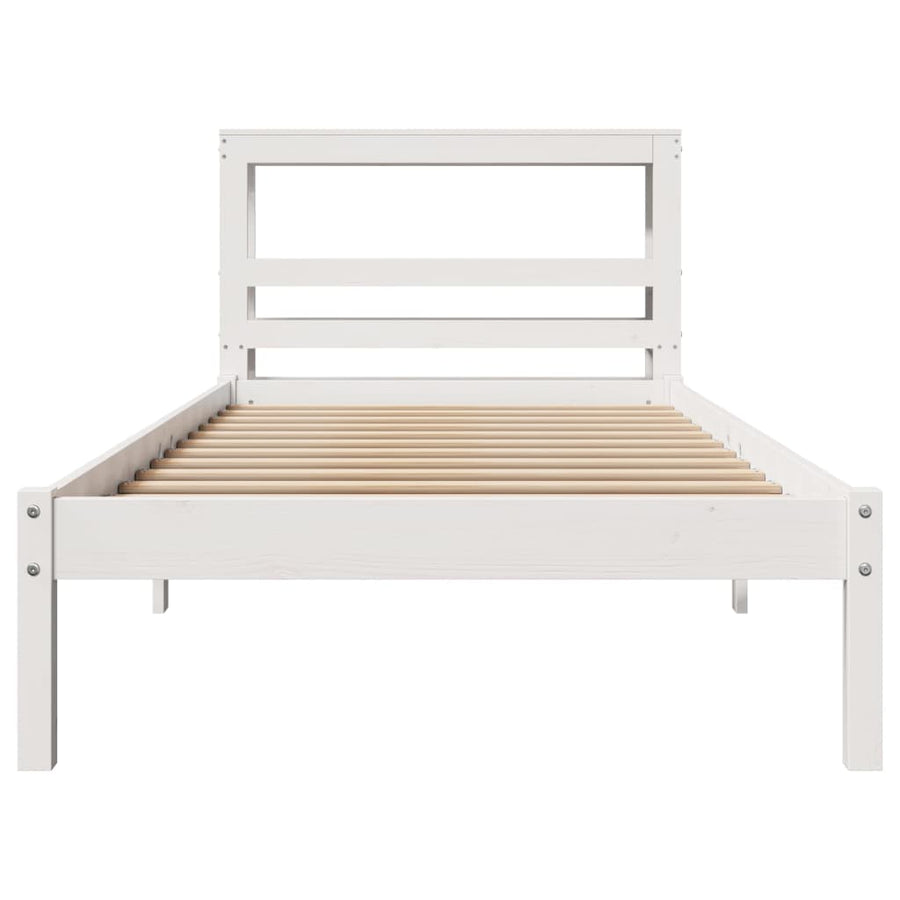 Bedframe zonder matras massief grenenhout wit 75x190 cm