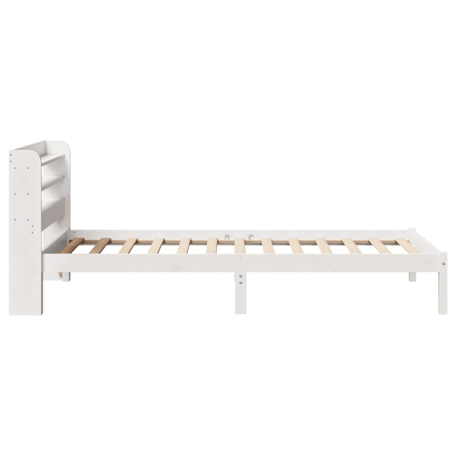Bedframe zonder matras massief grenenhout wit 75x190 cm