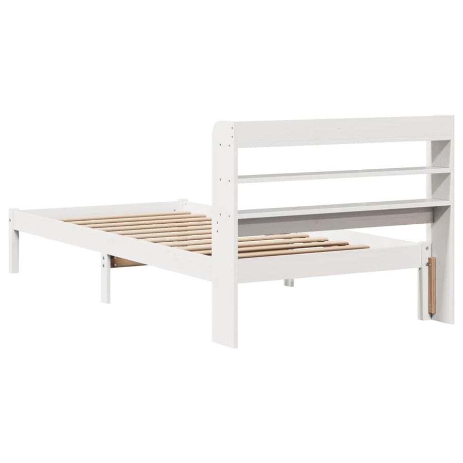 Bedframe zonder matras massief grenenhout wit 75x190 cm