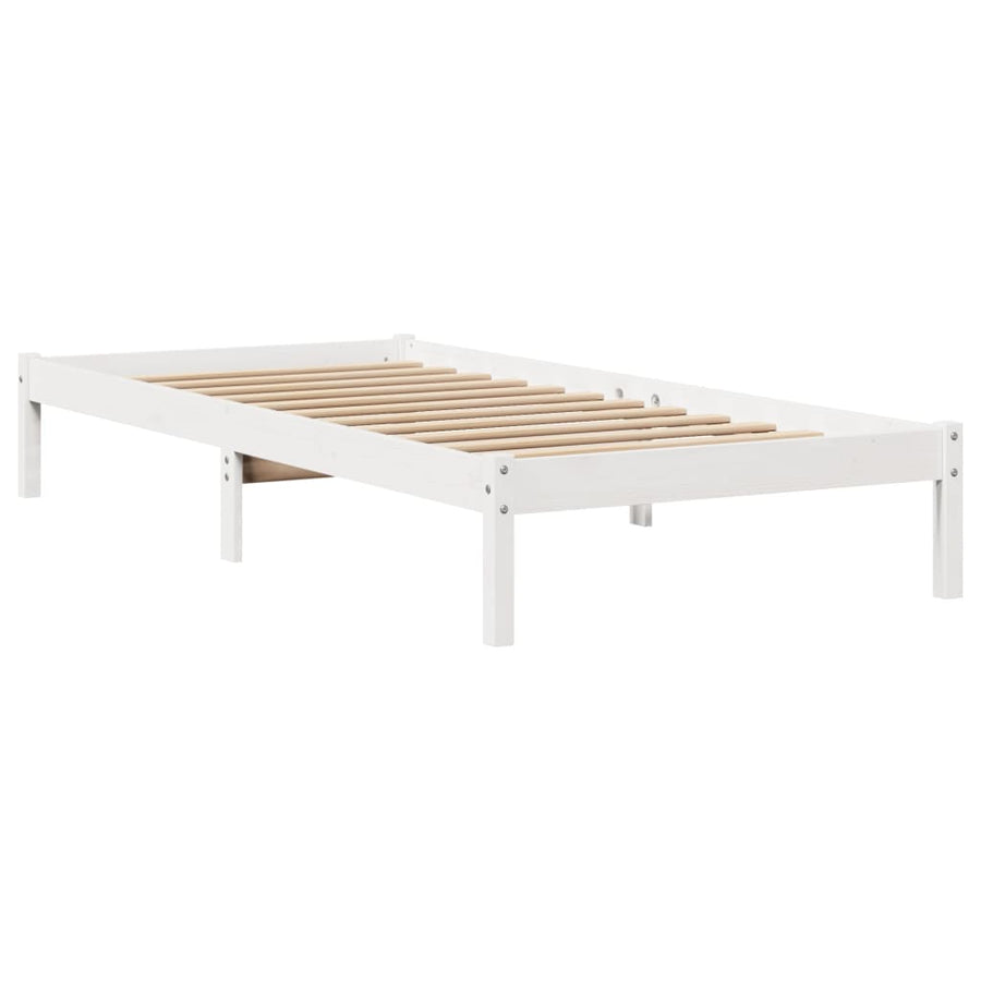 Bedframe zonder matras massief grenenhout wit 75x190 cm