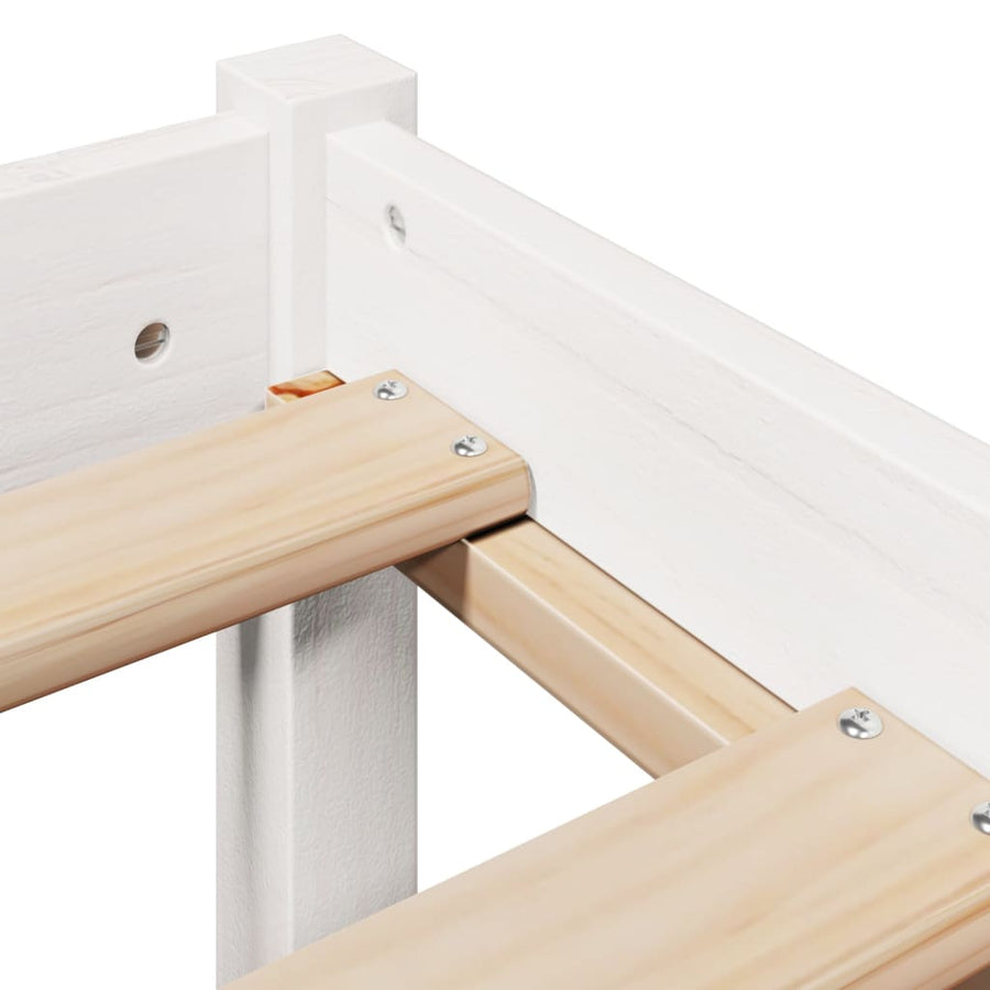 Bedframe zonder matras massief grenenhout wit 75x190 cm
