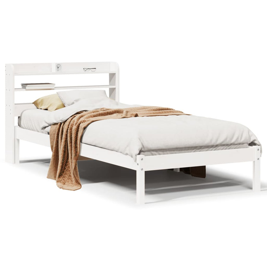 Bedframe zonder matras massief grenenhout wit 90x190 cm