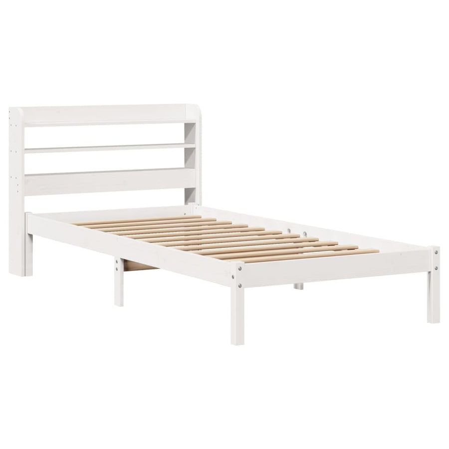 Bedframe zonder matras massief grenenhout wit 90x190 cm