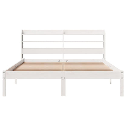 Bedframe zonder matras massief grenenhout wit 135x190 cm