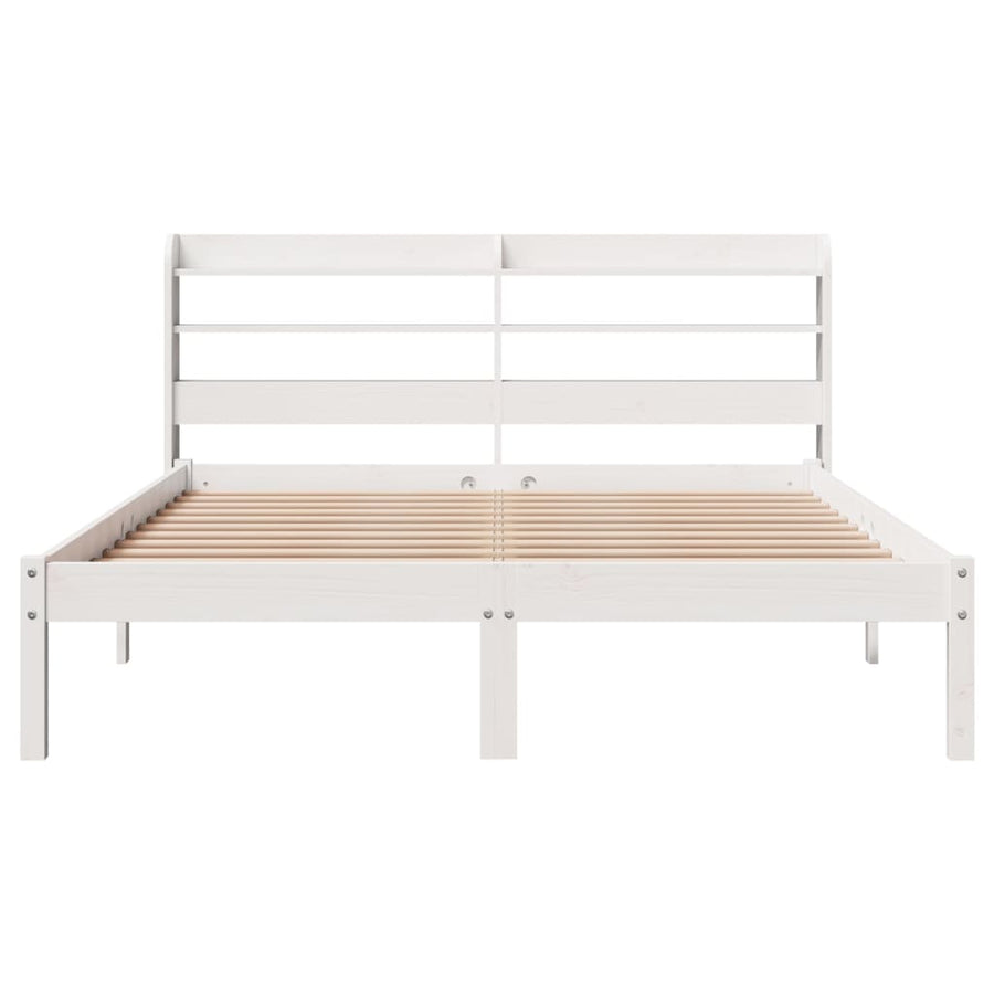 Bedframe zonder matras massief grenenhout wit 135x190 cm
