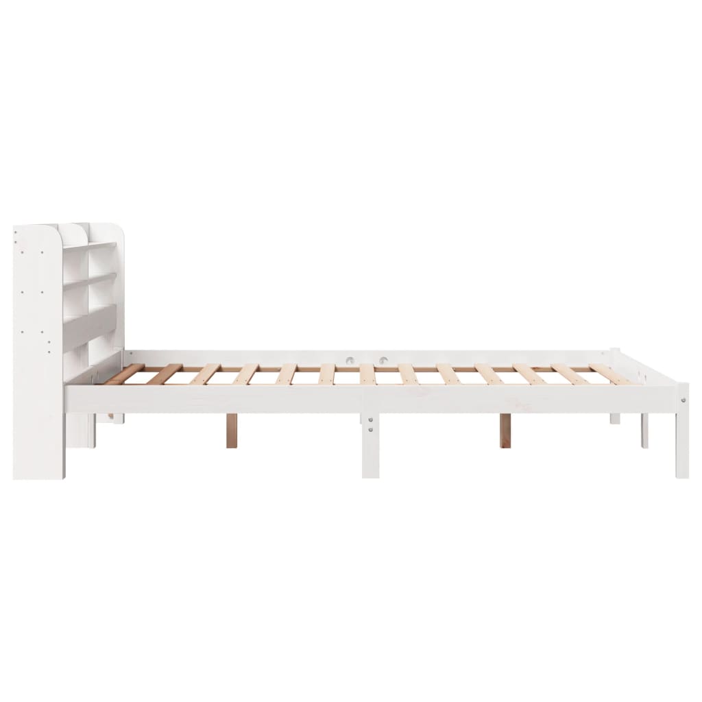 Bedframe zonder matras massief grenenhout wit 135x190 cm