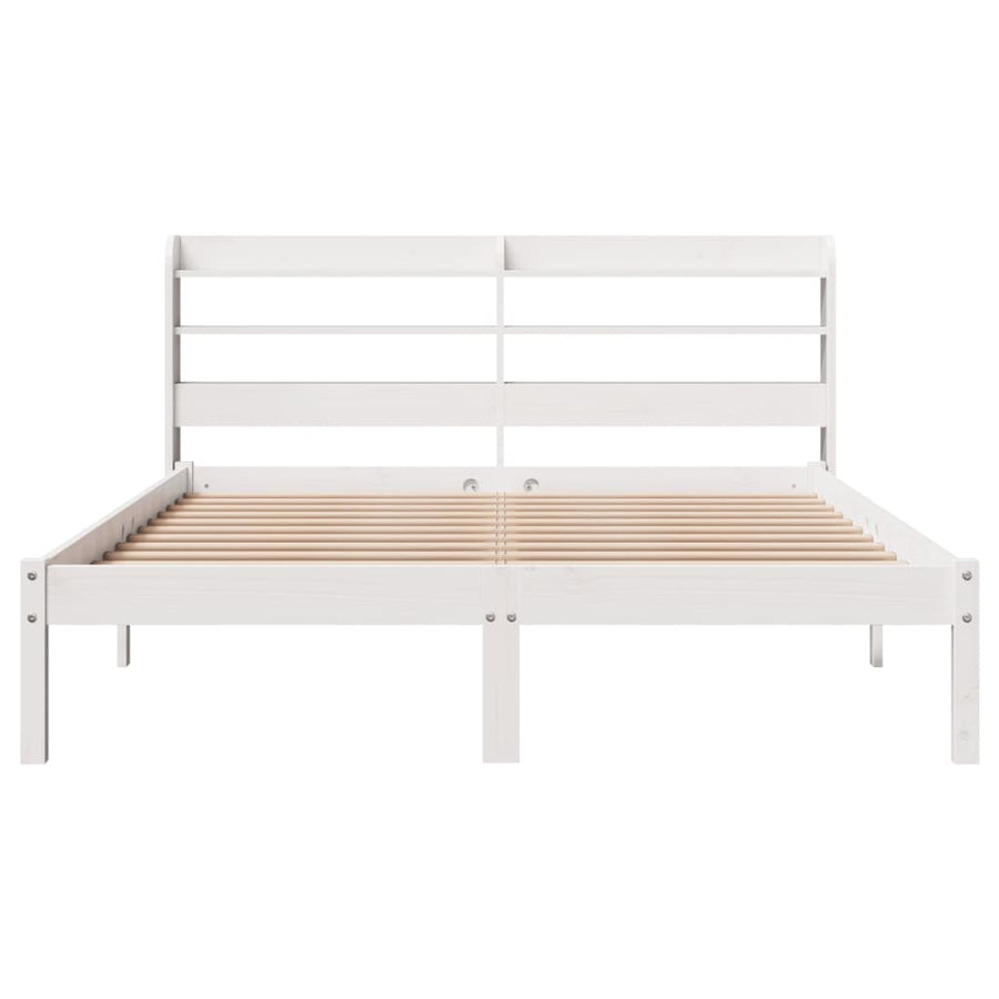 Bedframe zonder matras massief grenenhout wit 140x190 cm