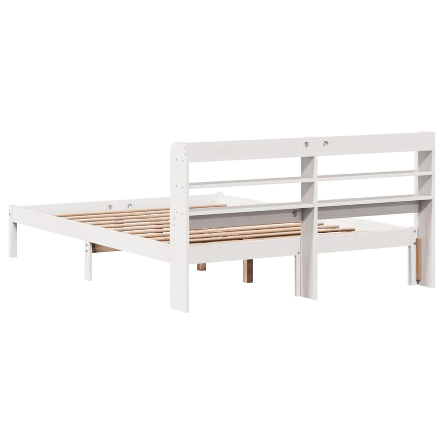 Bedframe zonder matras massief grenenhout wit 140x190 cm