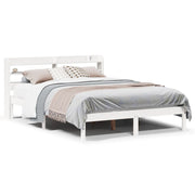 Bedframe massief grenenhout wit 140x190 cm