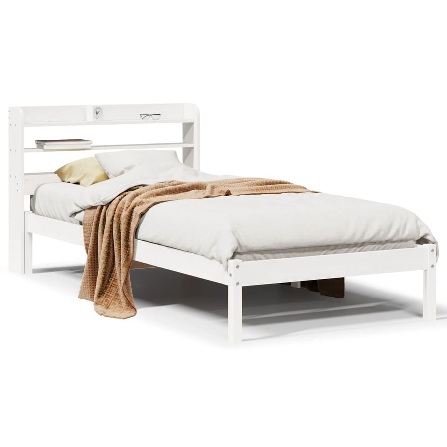 Bedframe zonder matras massief grenenhout wit 90x200 cm