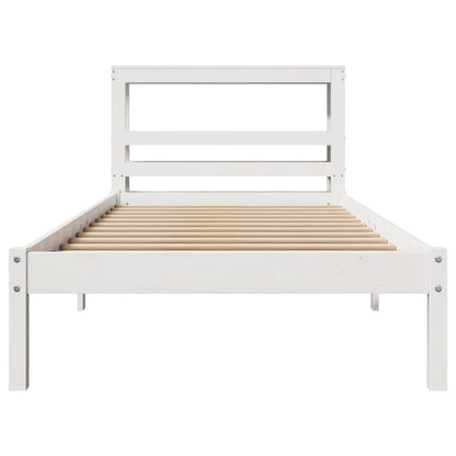 Bedframe zonder matras massief grenenhout wit 90x200 cm