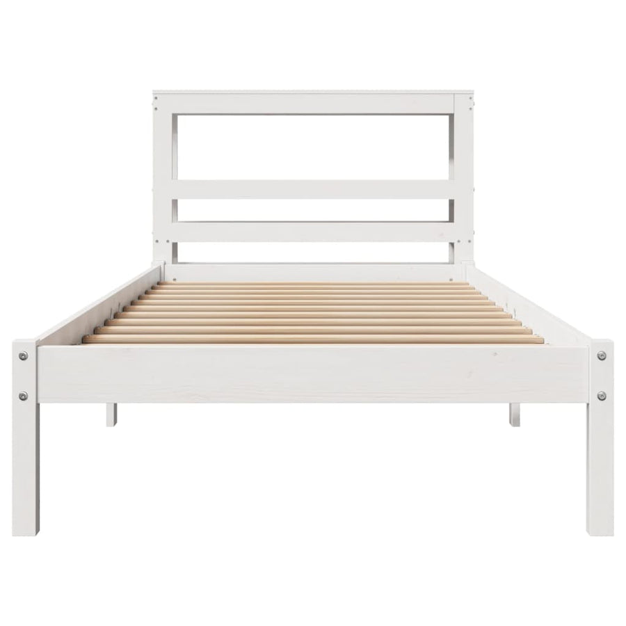 Bedframe zonder matras massief grenenhout wit 90x200 cm
