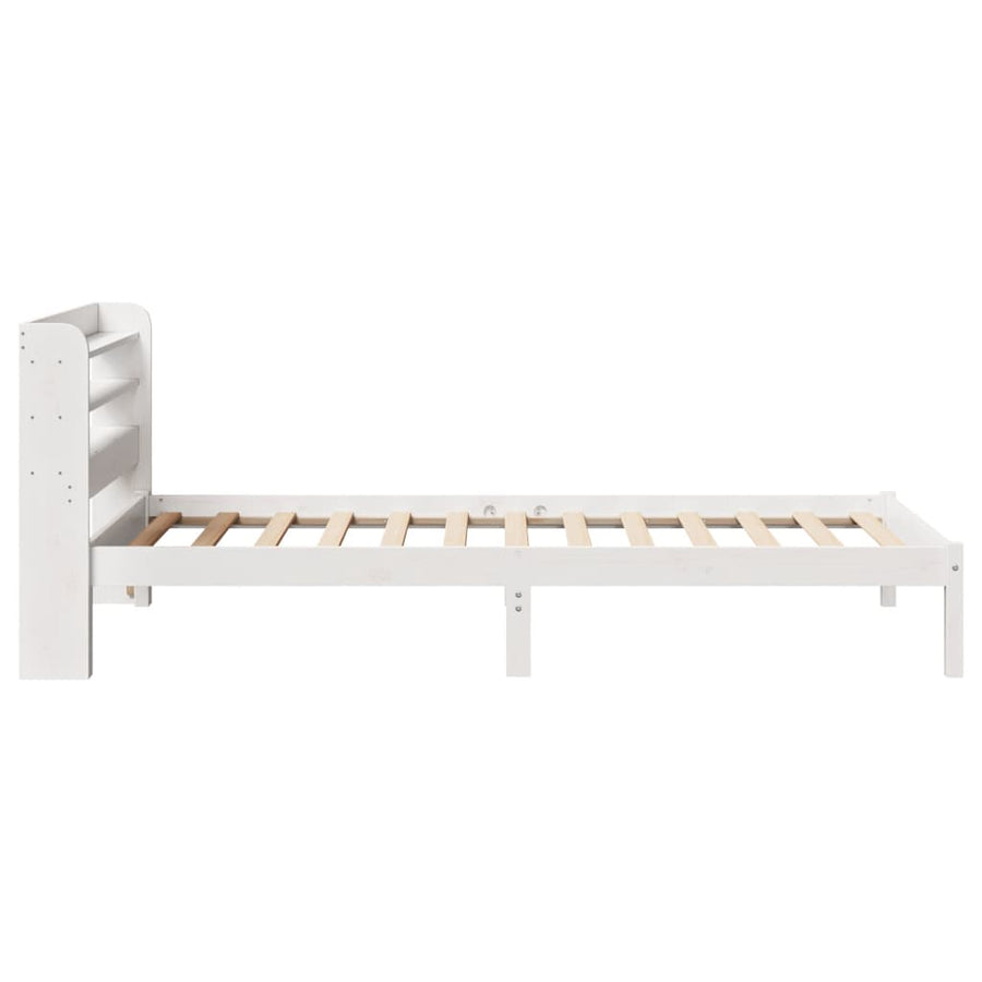 Bedframe zonder matras massief grenenhout wit 90x200 cm