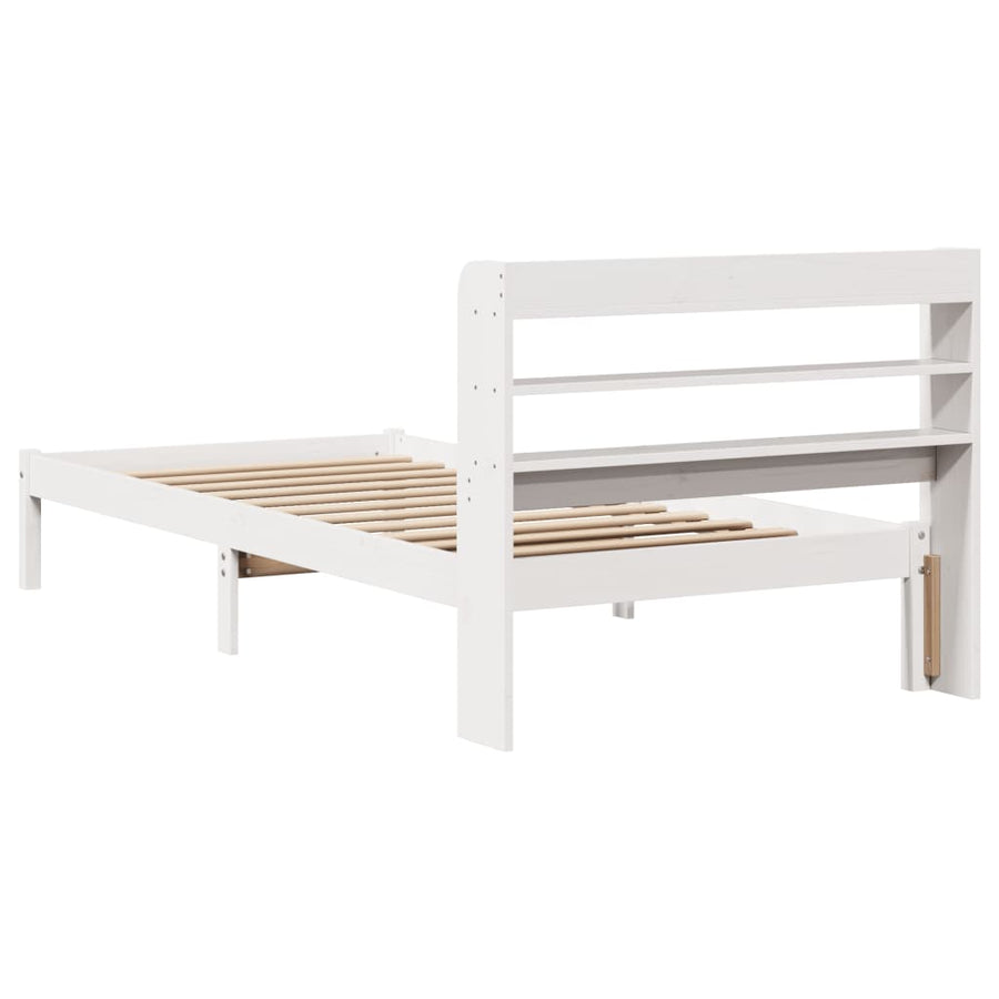 Bedframe zonder matras massief grenenhout wit 90x200 cm