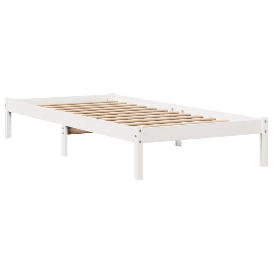 Bedframe zonder matras massief grenenhout wit 90x200 cm