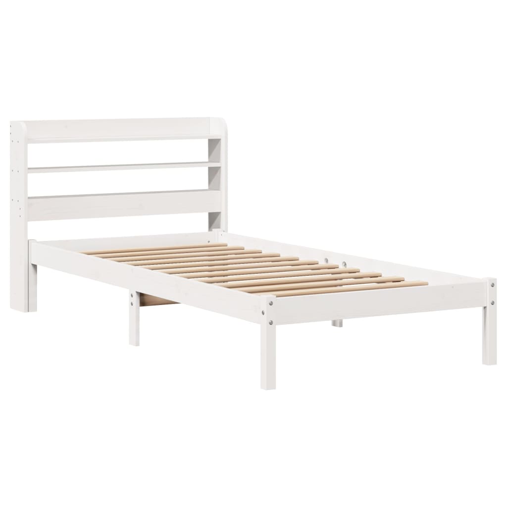 Bedframe zonder matras massief grenenhout wit 140x200 cm
