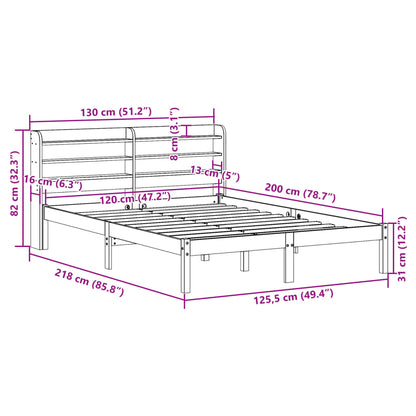 Bedframe zonder matras massief grenenhout wit 120x200 cm