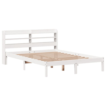 Bedframe zonder matras massief grenenhout wit 140x200 cm