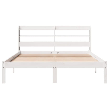 Bedframe zonder matras massief grenenhout wit 140x200 cm