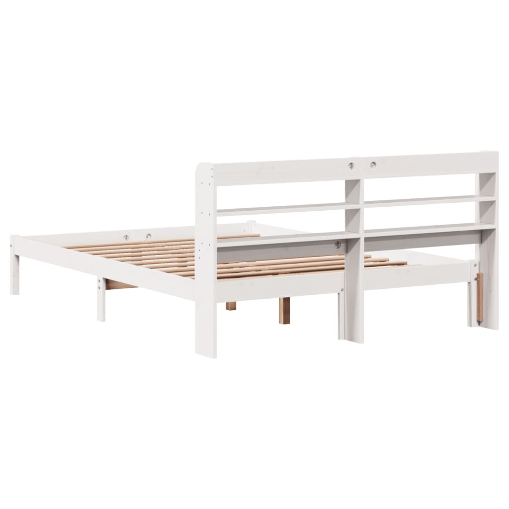 Bedframe zonder matras massief grenenhout wit 140x200 cm