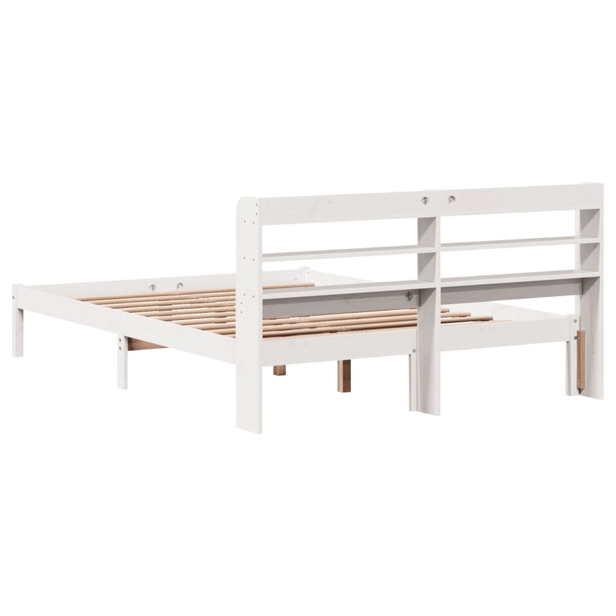 Bedframe zonder matras massief grenenhout wit 140x200 cm