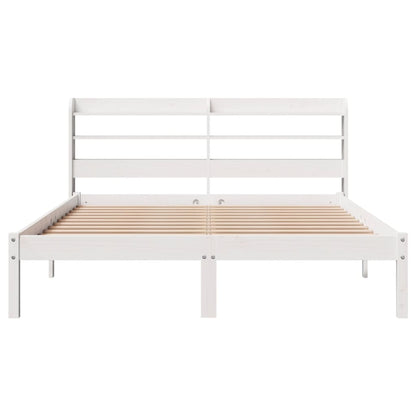 Bedframe zonder matras massief grenenhout wit 150x200 cm