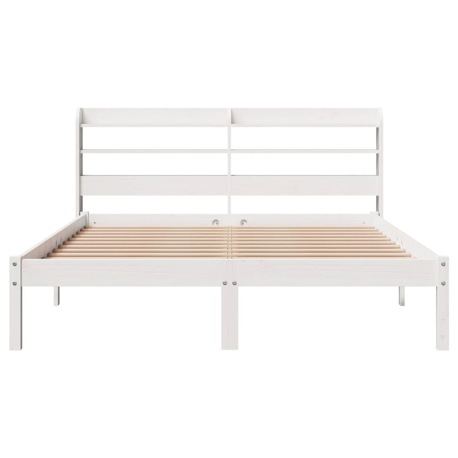 Bedframe zonder matras massief grenenhout wit 150x200 cm