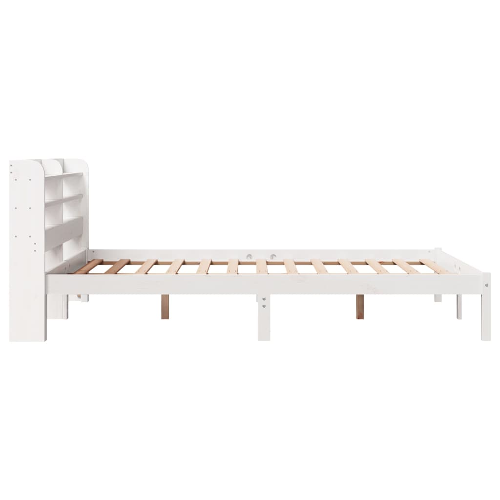 Bedframe zonder matras massief grenenhout wit 150x200 cm