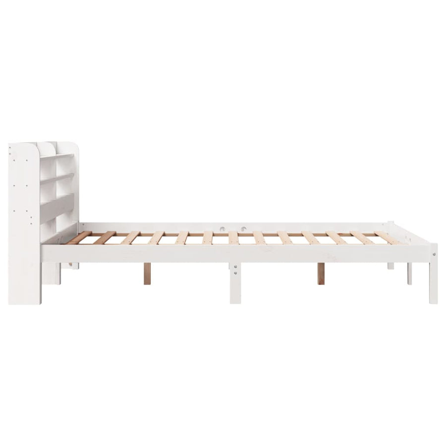 Bedframe zonder matras massief grenenhout wit 150x200 cm