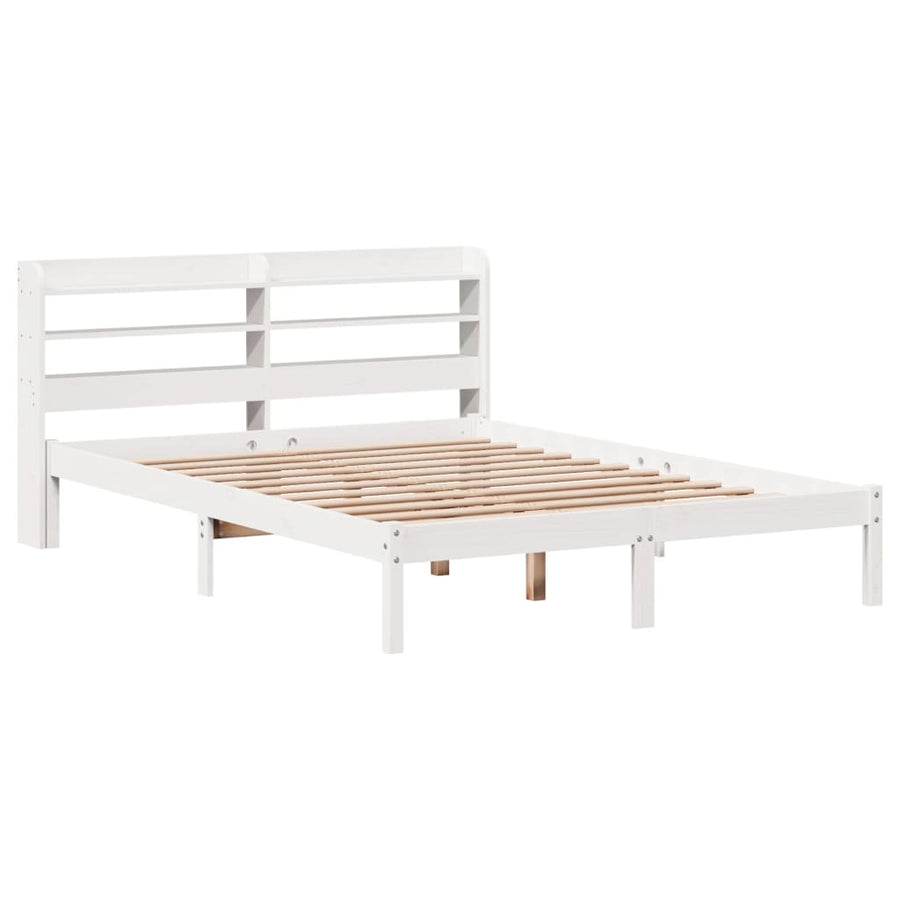 Bedframe zonder matras massief grenenhout wit 160x200 cm