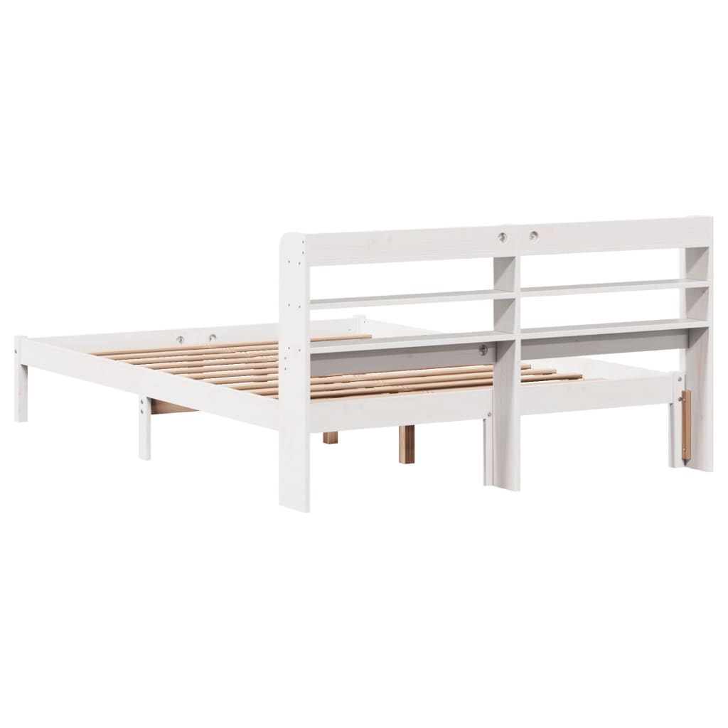 Bedframe zonder matras massief grenenhout wit 160x200 cm