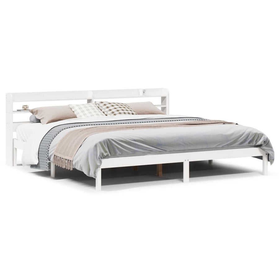 Bedframe zonder matras massief grenenhout wit 180x200 cm