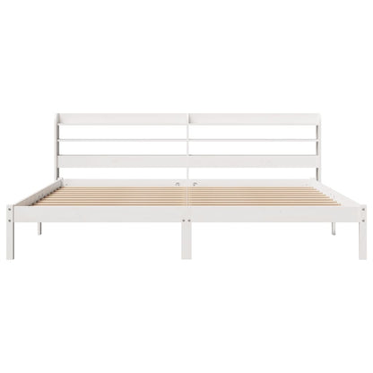 Bedframe zonder matras massief grenenhout wit 180x200 cm