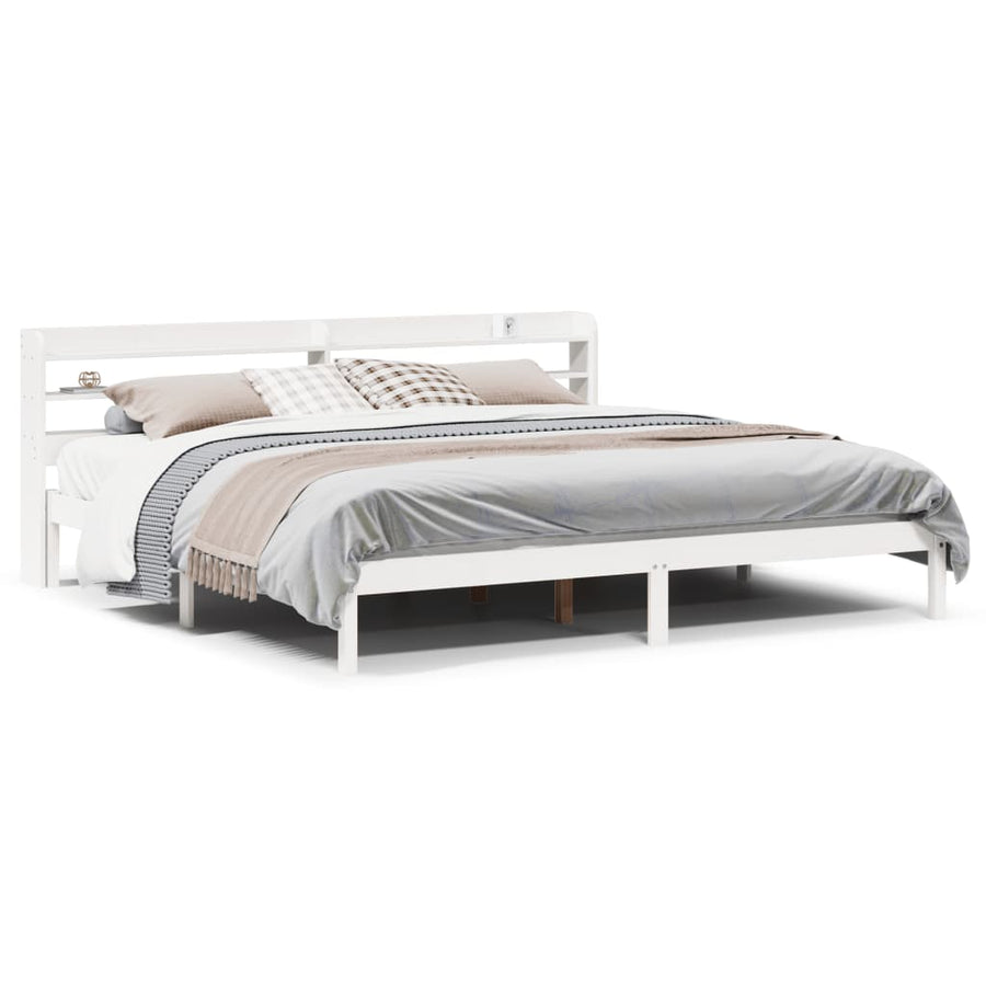 Bedframe zonder matras massief grenenhout wit 200x200 cm