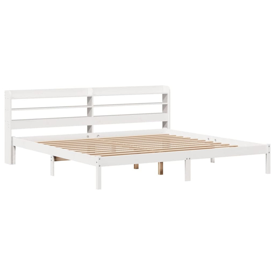 Bedframe zonder matras massief grenenhout wit 200x200 cm