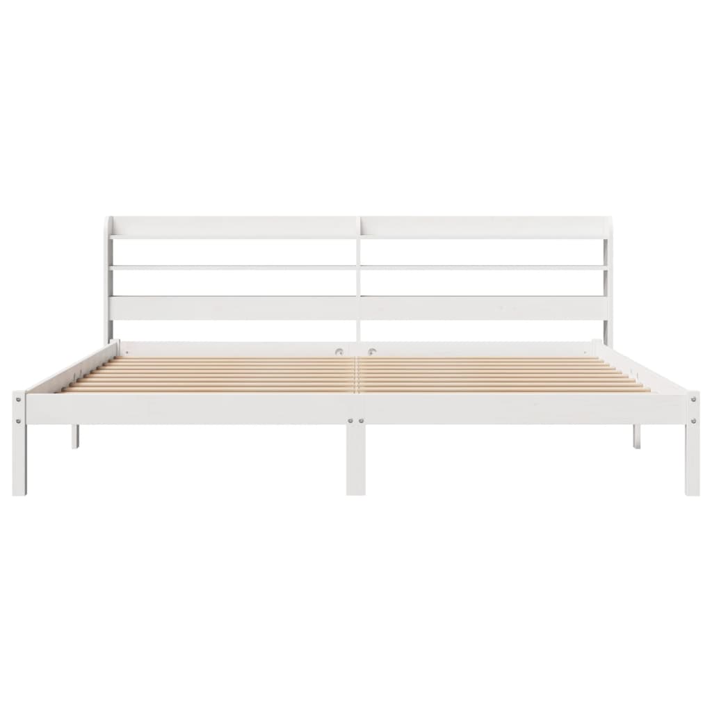 Bedframe zonder matras massief grenenhout wit 200x200 cm