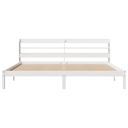 Bedframe zonder matras massief grenenhout wit 200x200 cm