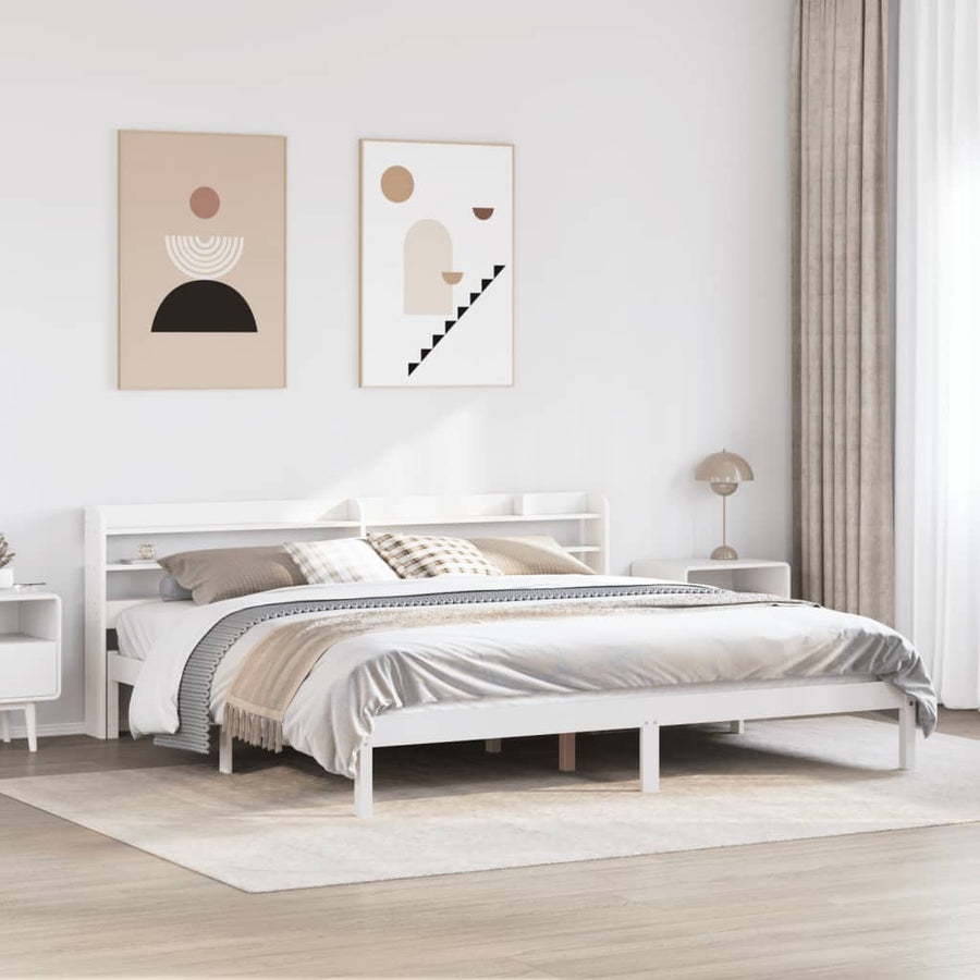 Bedframe zonder matras massief grenenhout wit 200x200 cm