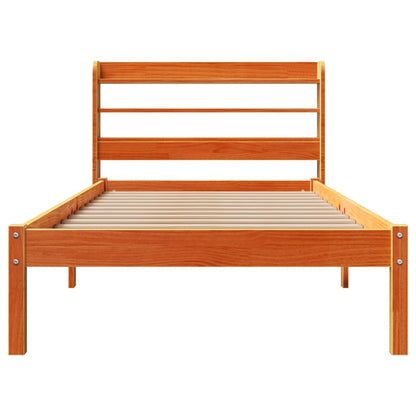 Bedframe met hoofdbord massief grenenhout wasbruin 100x200 cm