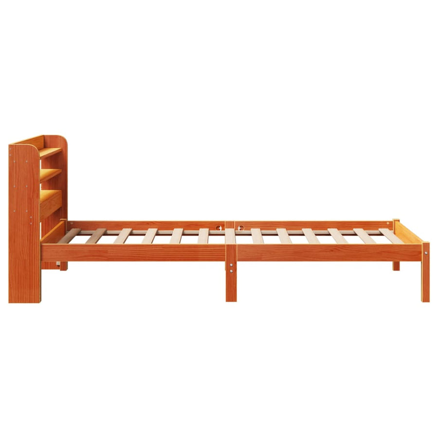 Bedframe met hoofdbord massief grenenhout wasbruin 100x200 cm