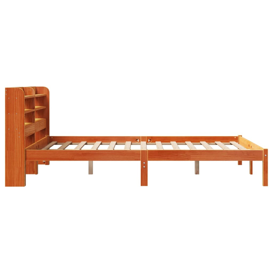 Bedframe met hoofdbord massief grenenhout wasbruin 120x200 cm