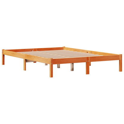 Bedframe met hoofdbord massief grenenhout wasbruin 150x200 cm