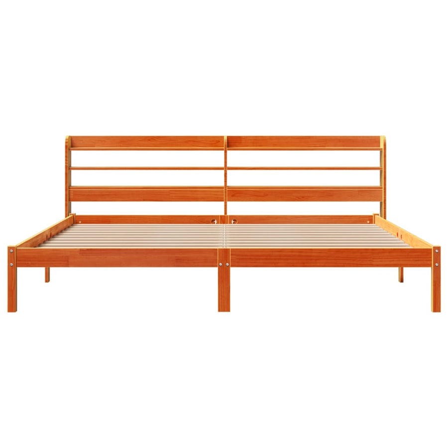 Bedframe met hoofdbord massief grenenhout wasbruin 200x200 cm